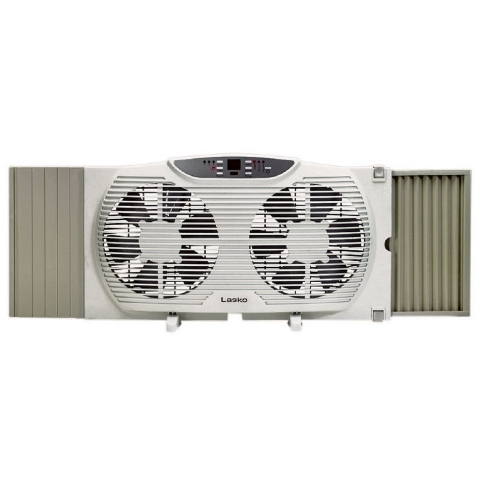 Lasko W09550 Electronically Reversible Twin Window Fan, White