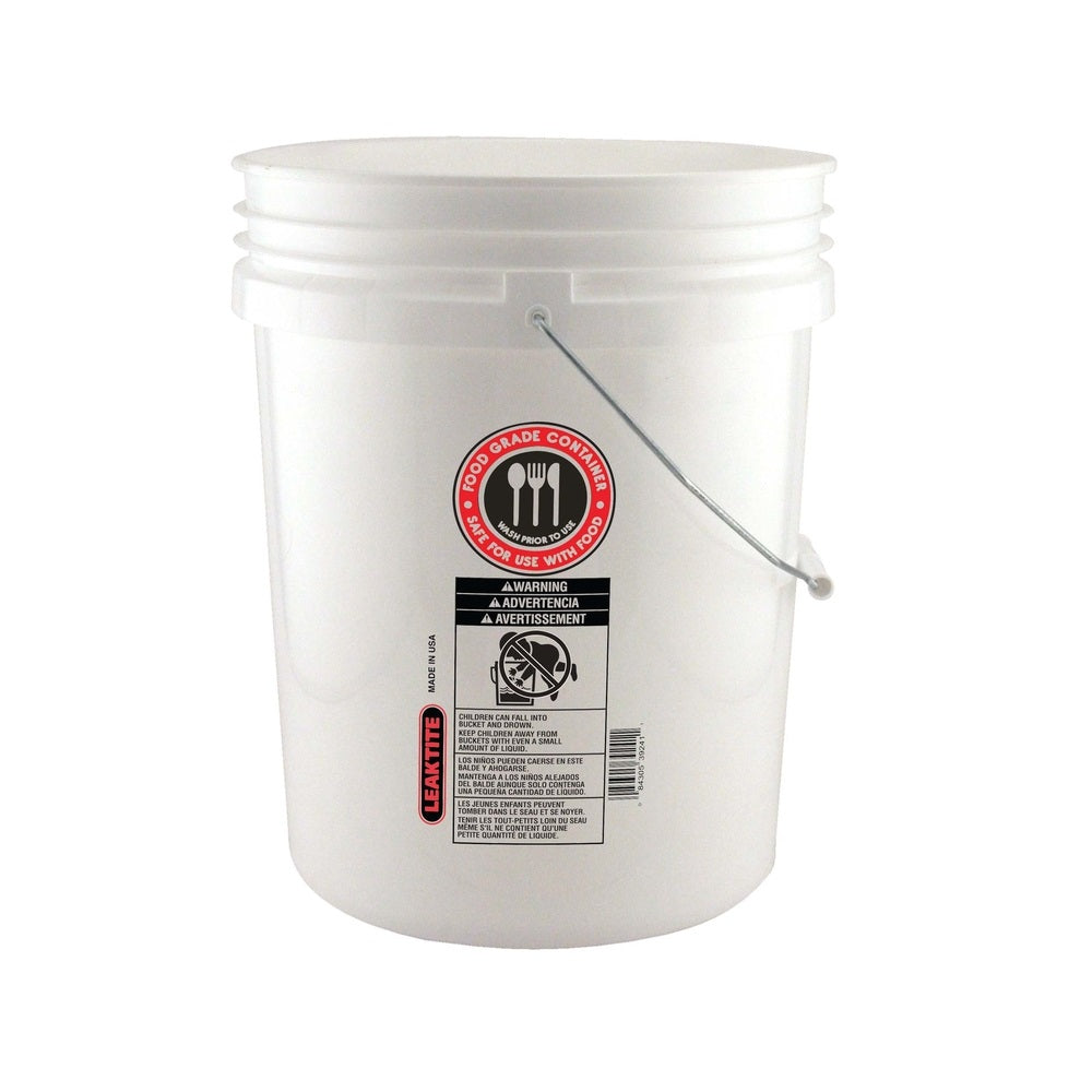 Leaktite 005GFSWH020 Food Safe Bucket, 5 Gallon Capacity