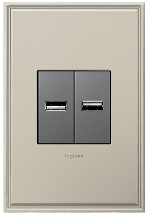 Legrand ARUSBM4 Adorne Half Size USB Charging Port, 2.1 Amps, 125 Volts
