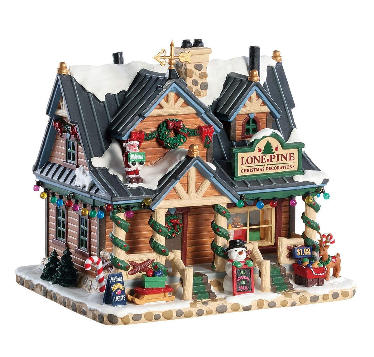 Lemax 85323 Lighted Building Lone Pine Christmas Decoration, Porcelain