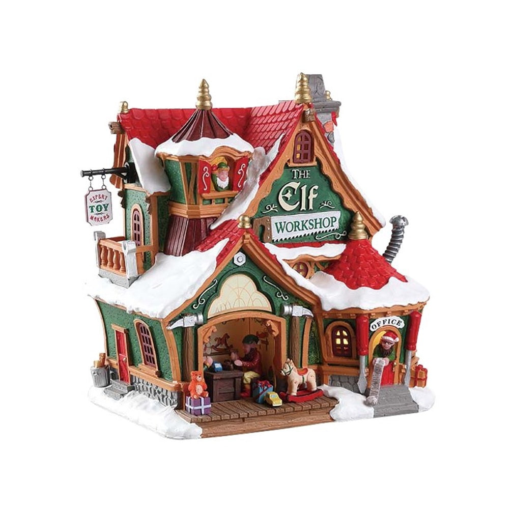 Lemax 75291 Christmas Lighted Building The Elf Workshop, Porcelain