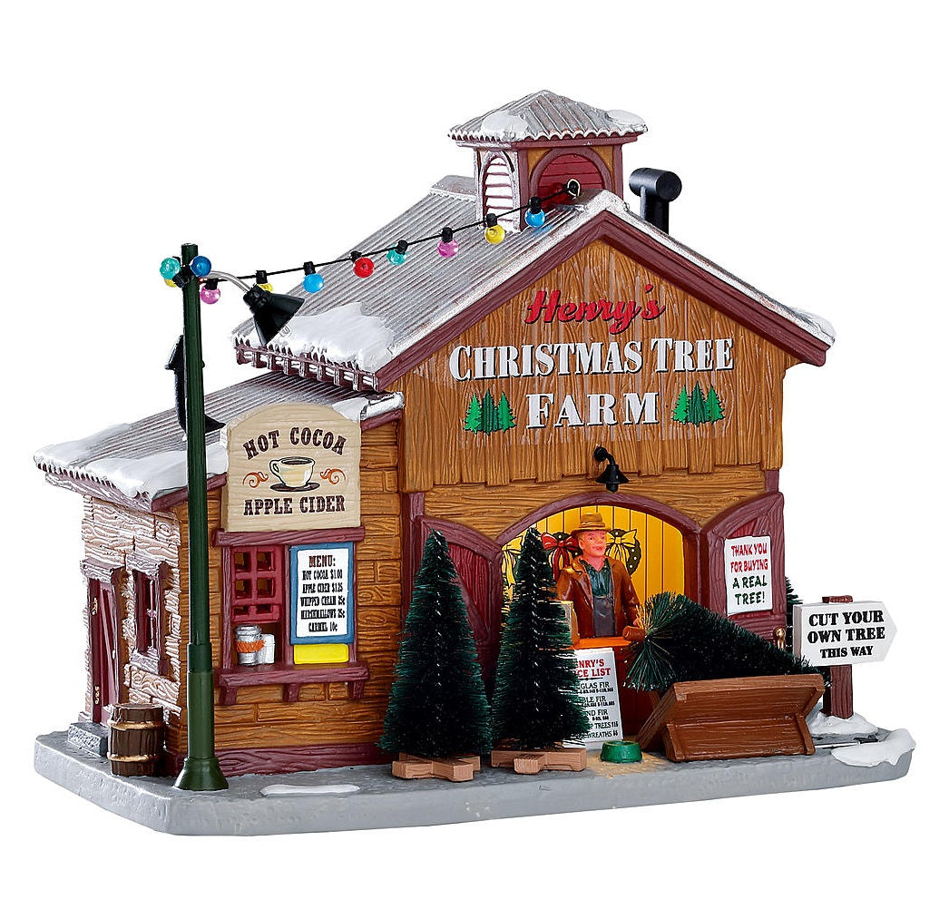 Lemax 75257 Lighted Henrys Christmas Tree Farm, Porcelain