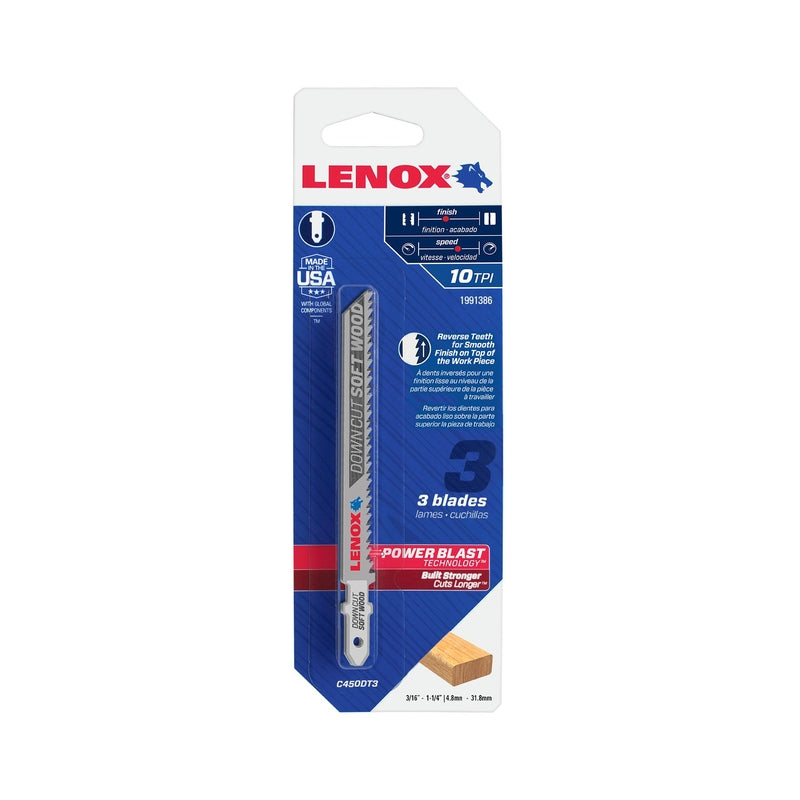 Lenox 1991386 Metal T-Shank Down Cut Jig Saw Blade, 10 TPI