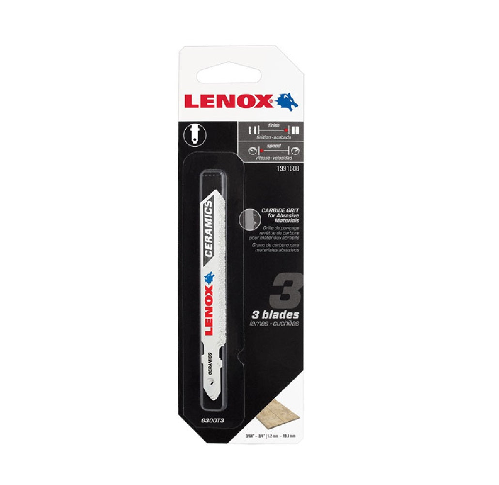 Lenox 1991608 T-Shank Ceramics Jig Saw Blade, Carbide Grit, 3-1/2"