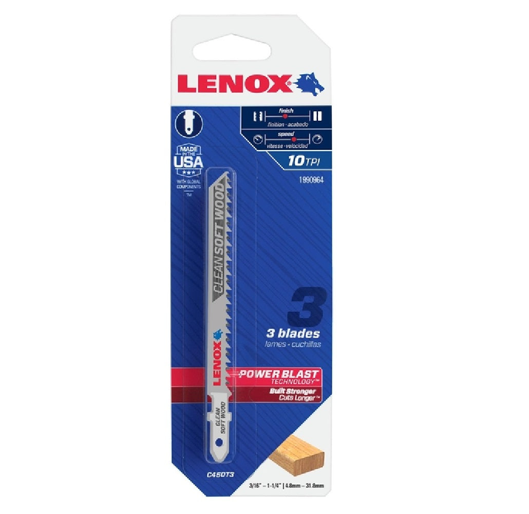 Lenox 1990964 T-Shank Clean Soft Wood Jig Saw Blade, Metal, 4"