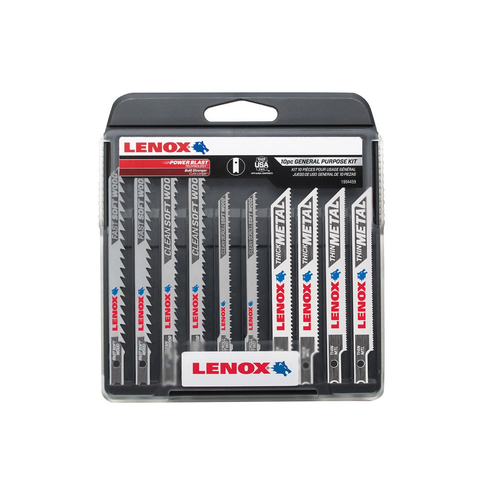 Lenox 1994459 U-Shank General Purpose Jig Saw Blade Kit with Hard Case, 10-Piece