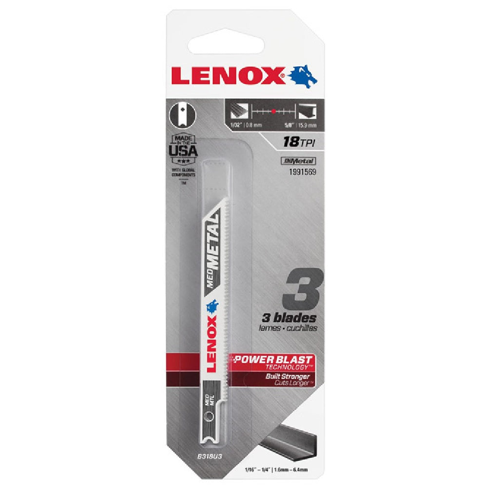 Lenox 1991569 U-Shank Medium Metal Jig Saw Blade, Bi-Metal, 3-5/8"