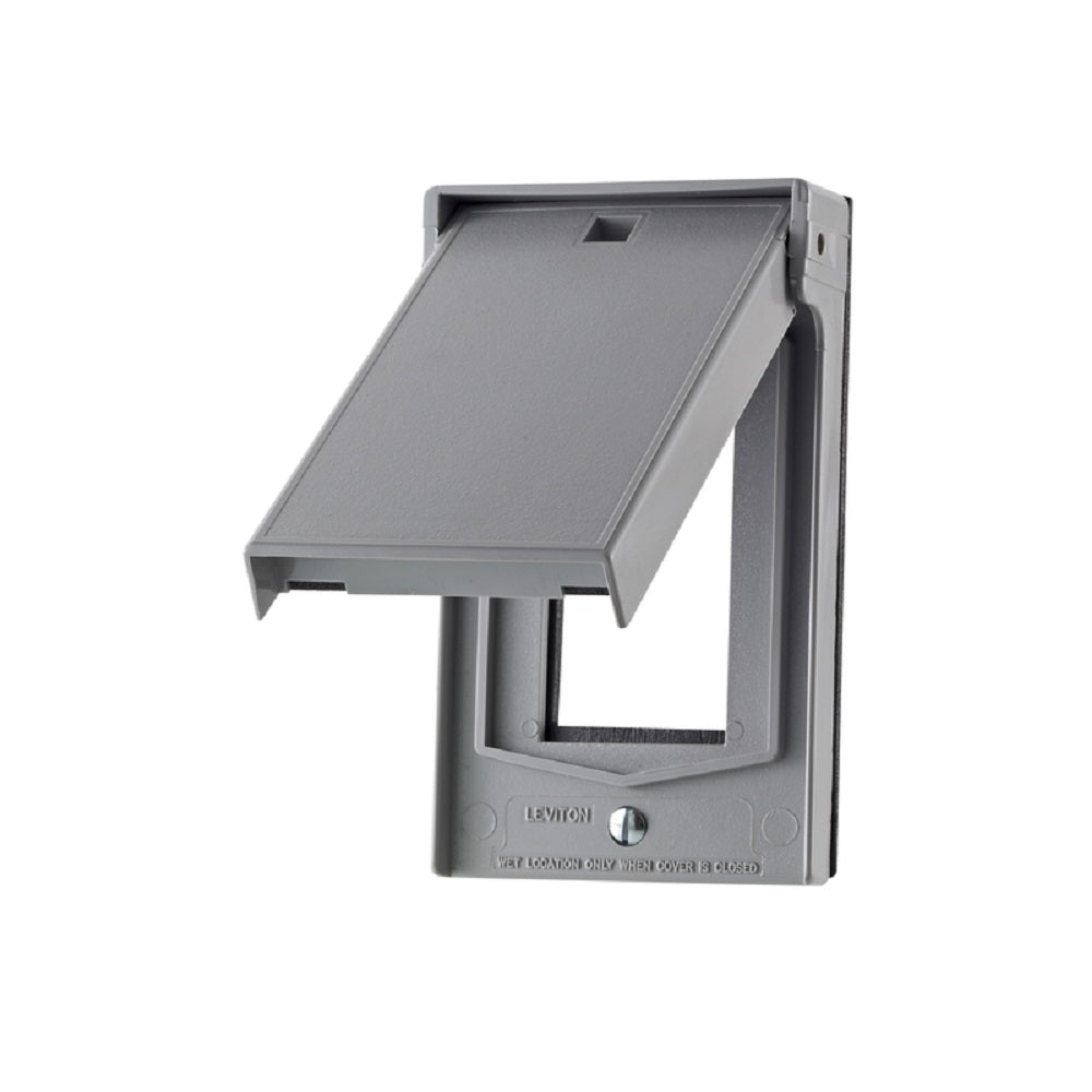Leviton 002-04998-0GY Rectangle 1 gang Weatherproof Cover, Gray