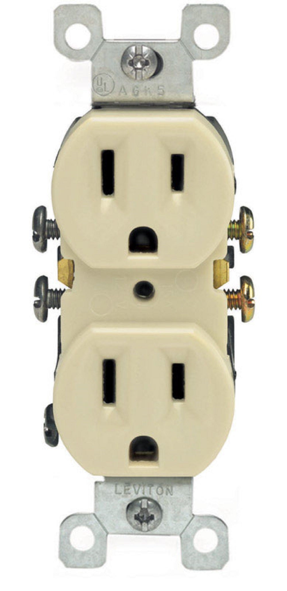 Leviton 05320-0IS Self Grounding Duplex Receptacle, Ivory, 15 Amp