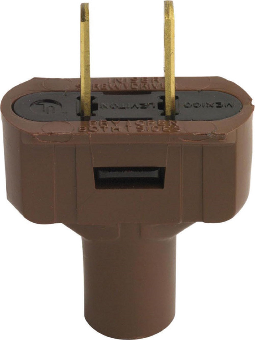 Leviton 48643-000  Straight Blade Plug, 125 Volt, Vinyl, Brown