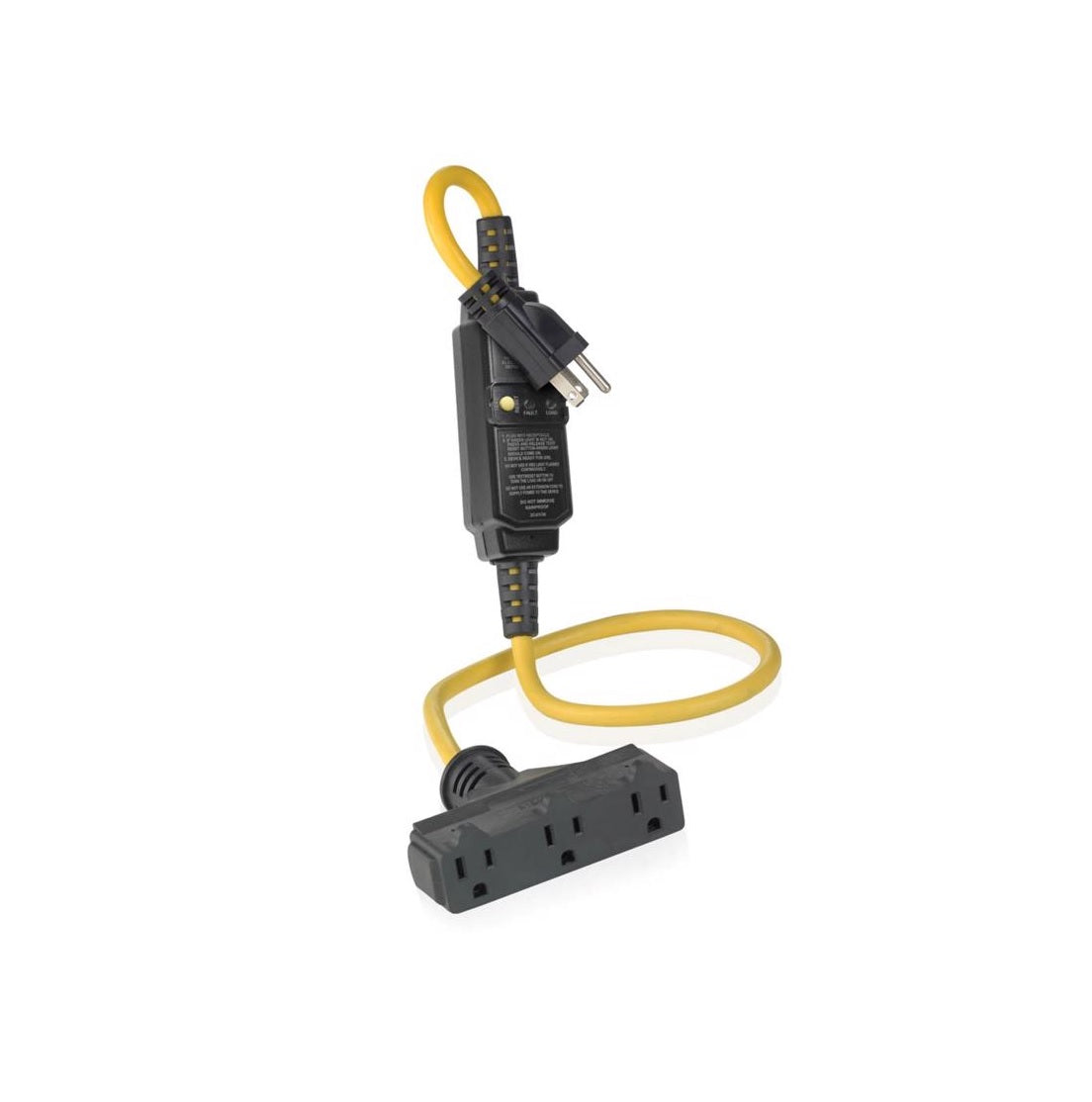 Leviton GSCA1-3TC Outdoor Extension Cord, 14/3 SJTW, Black/Yellow