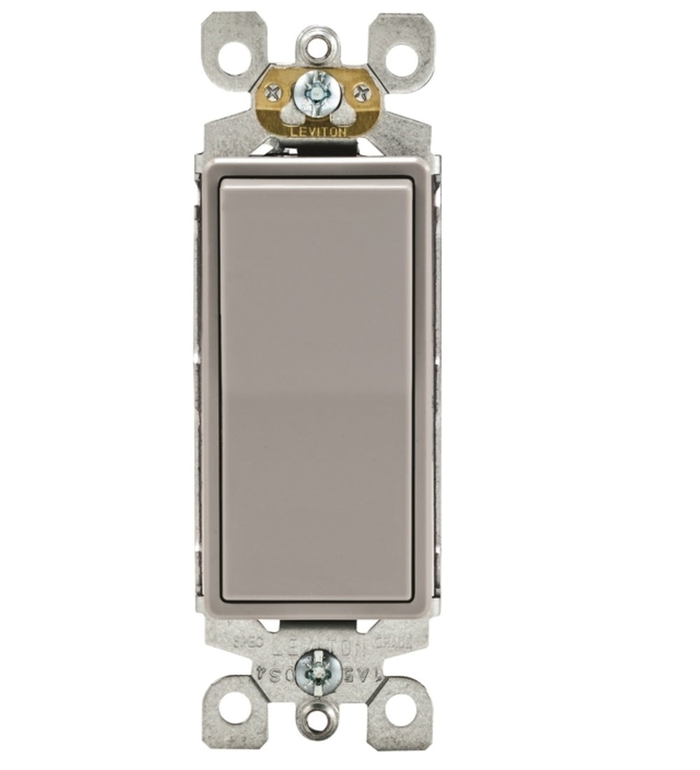 Leviton 5601-GS Decora Single Pole Decorator Switch, 15 Amp