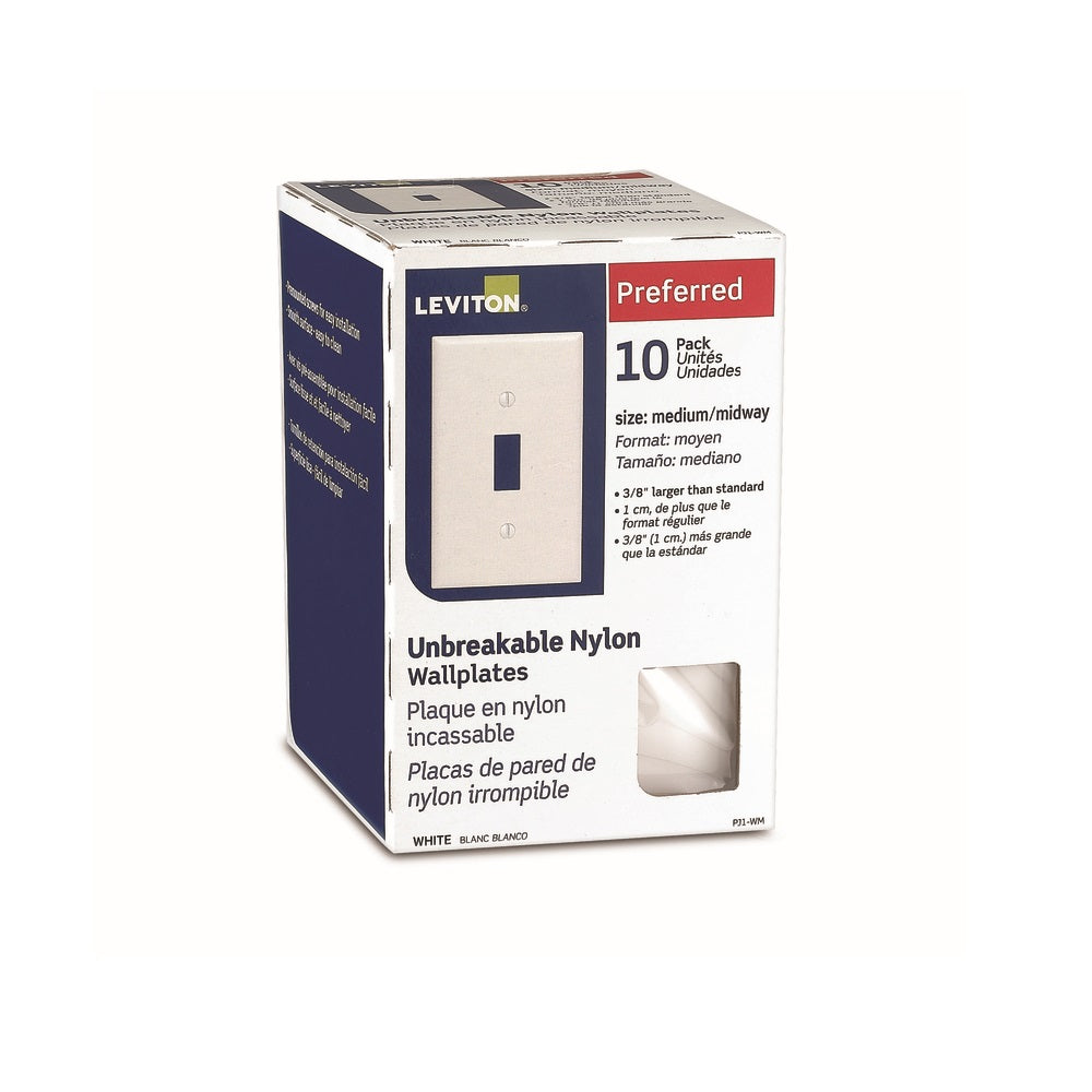 Leviton PJ1-WM Toggle Wall Plate, White