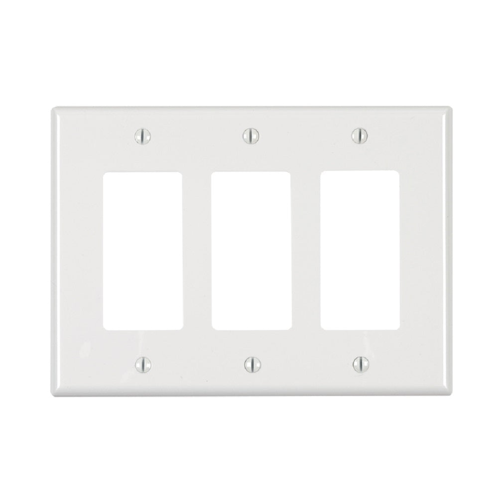 Leviton PJ263-00W 3 gang Wall Plate, Thermoplastic Nylon, White