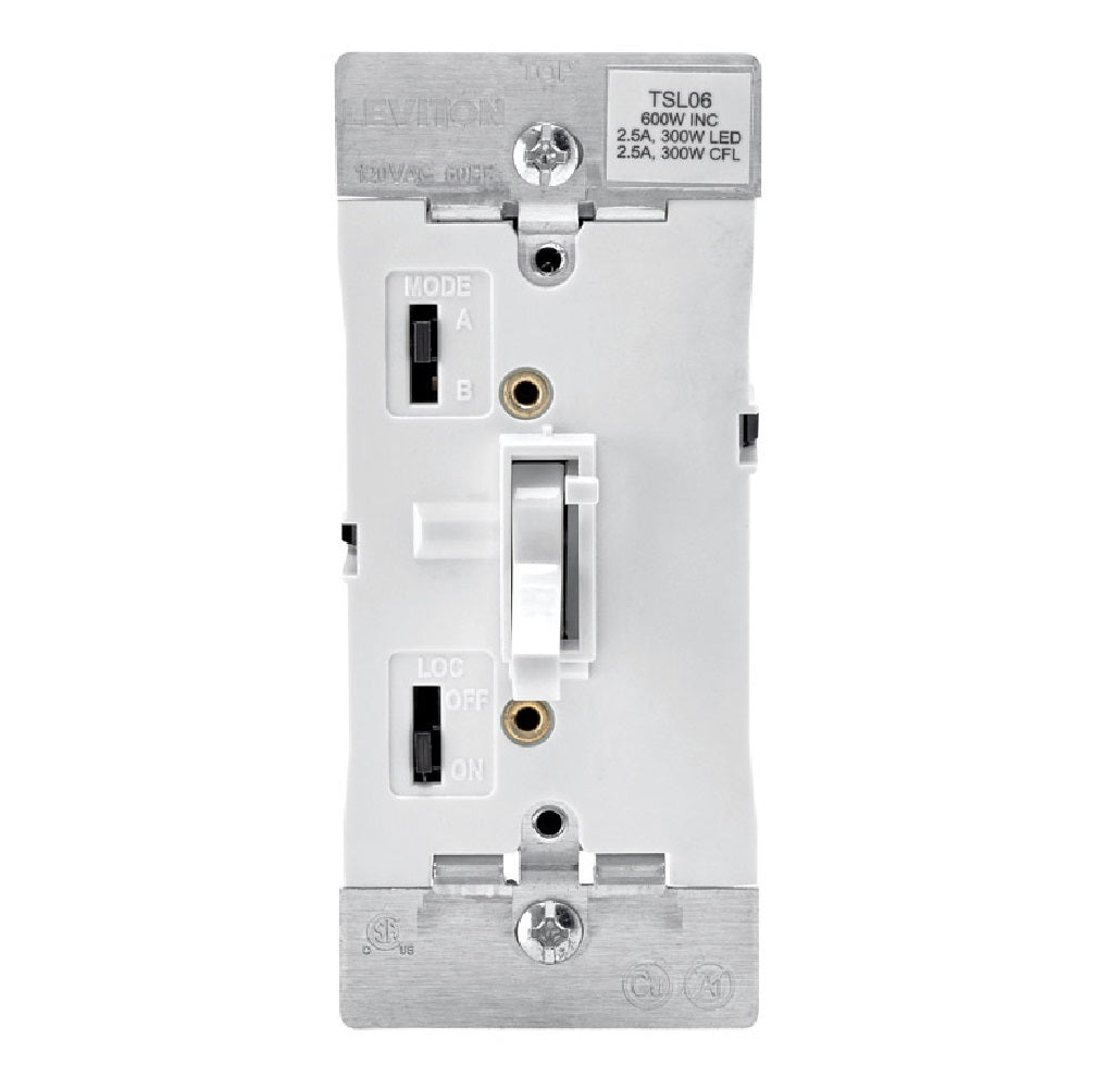 Leviton R02-TSL06-1KW Incandescent Toggle Dimmer Switch, White