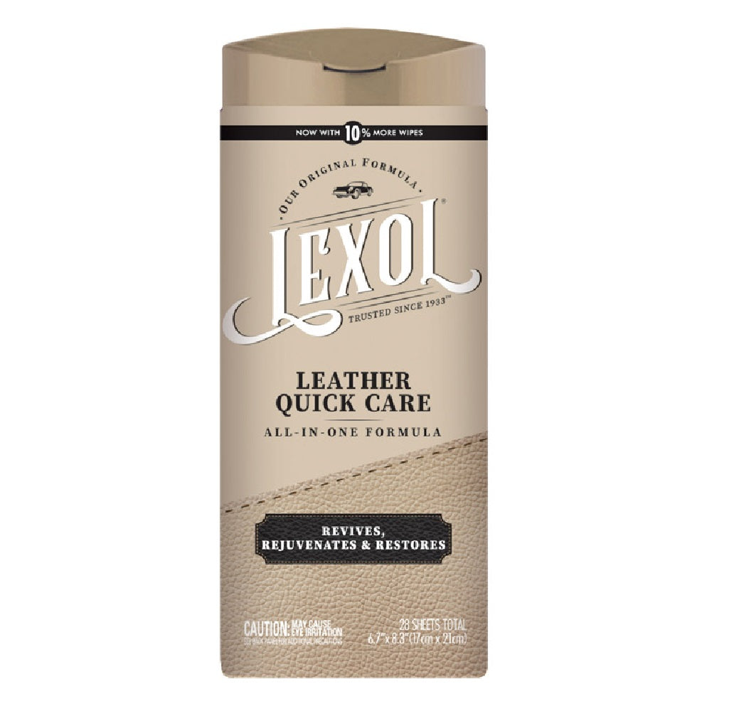 Lexol LXWQC28 Quick Care Leather Cleaner And Conditioner, 28 Sheet