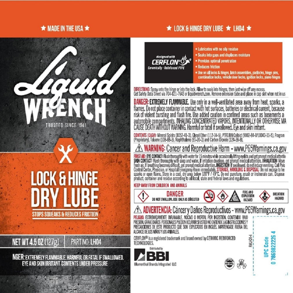 Liquid Wrench LH04 Dry Lock and Hinge Lubricant, 4.5 OZ