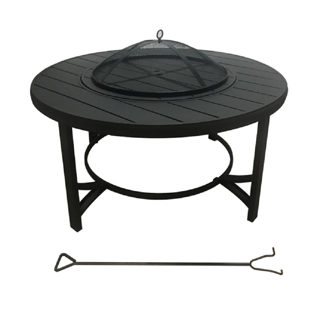 Living Accenets SRFP11953B Wood Fire Table, Steel, Black