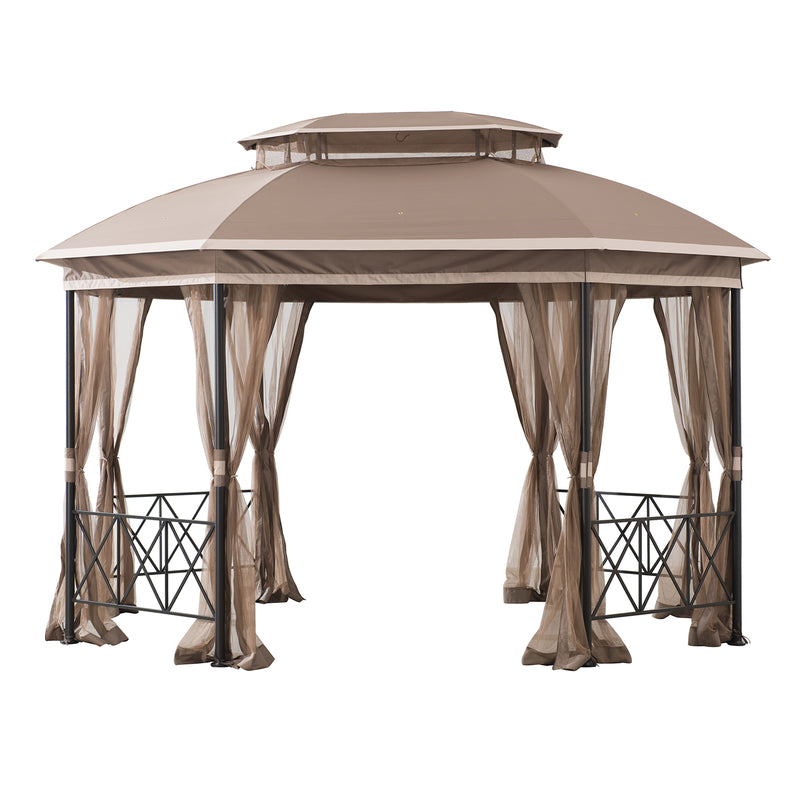 Living Accents A101007502 Octagon with Netting Gazebo, 10 ft x 10 ft x 12 ft