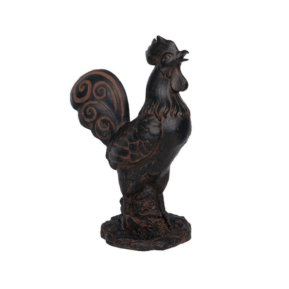 Living Accents DE2802 Rooster Statue, Brown