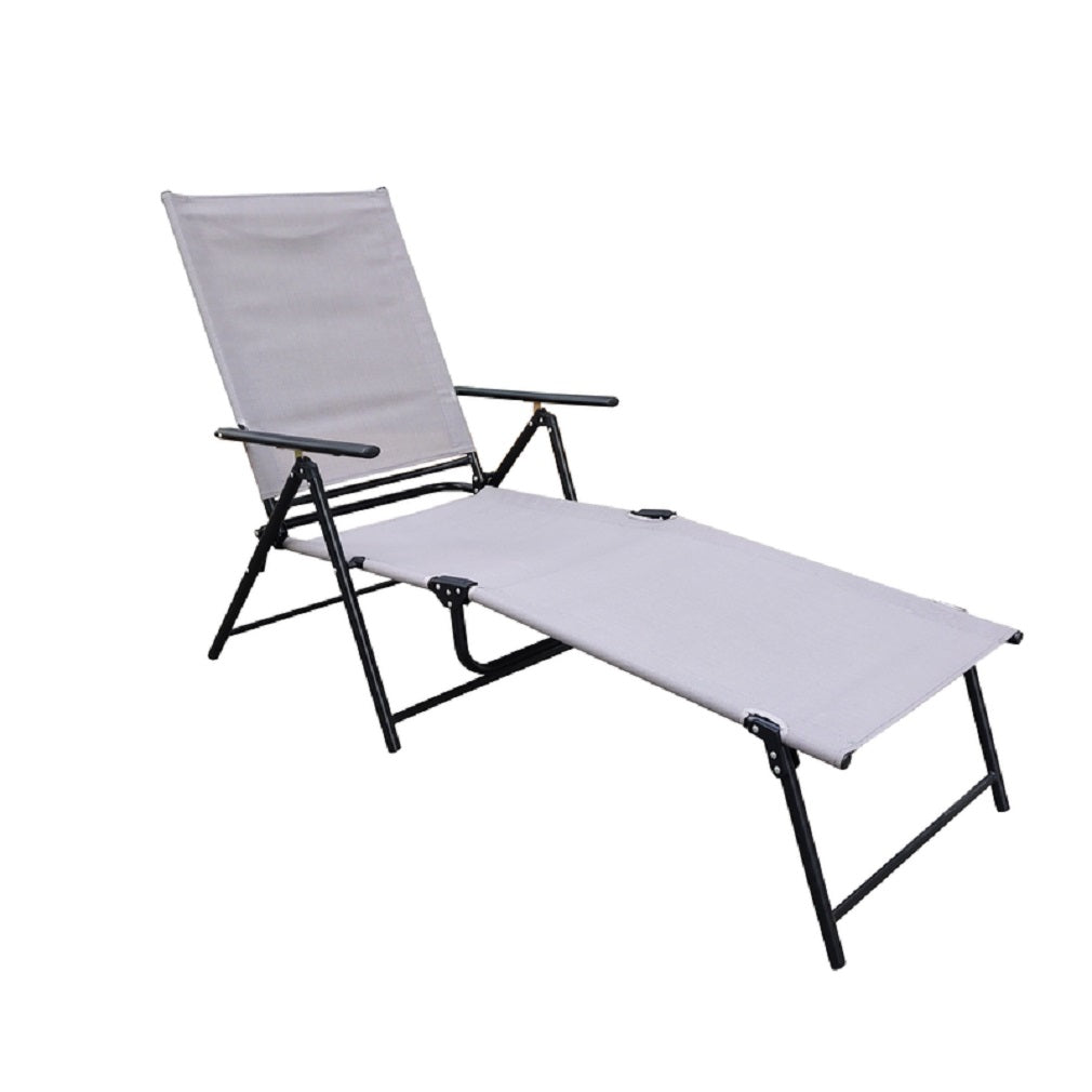 Living Accents FTS1126G Folding Lounger, Sling, Gray