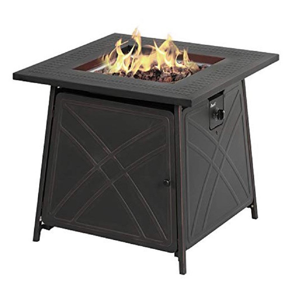 Living Accents SRGF11634 Square Steel Tabletop Fire Pit, Aluminum