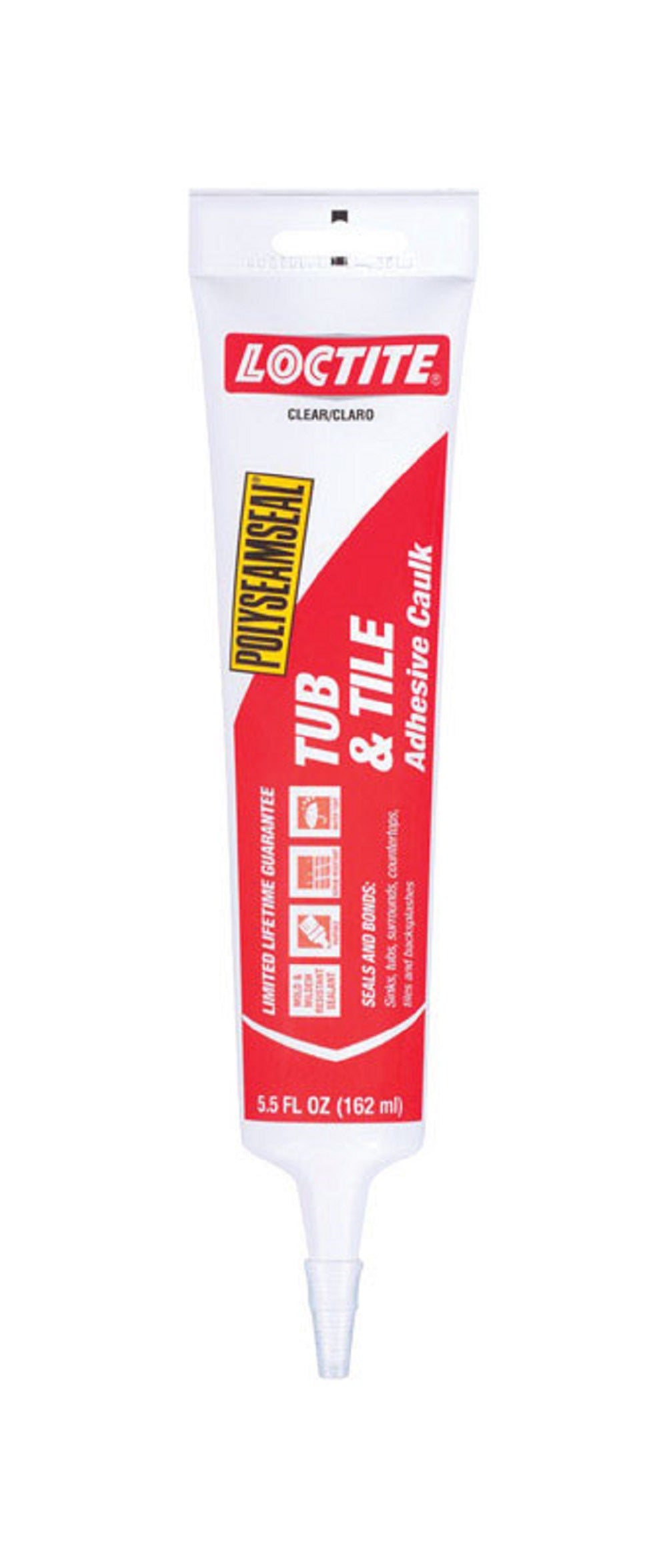 Loctite 2138419 Paintable Tub and Tile Adhesive Caulk, 5.5 oz, Clear