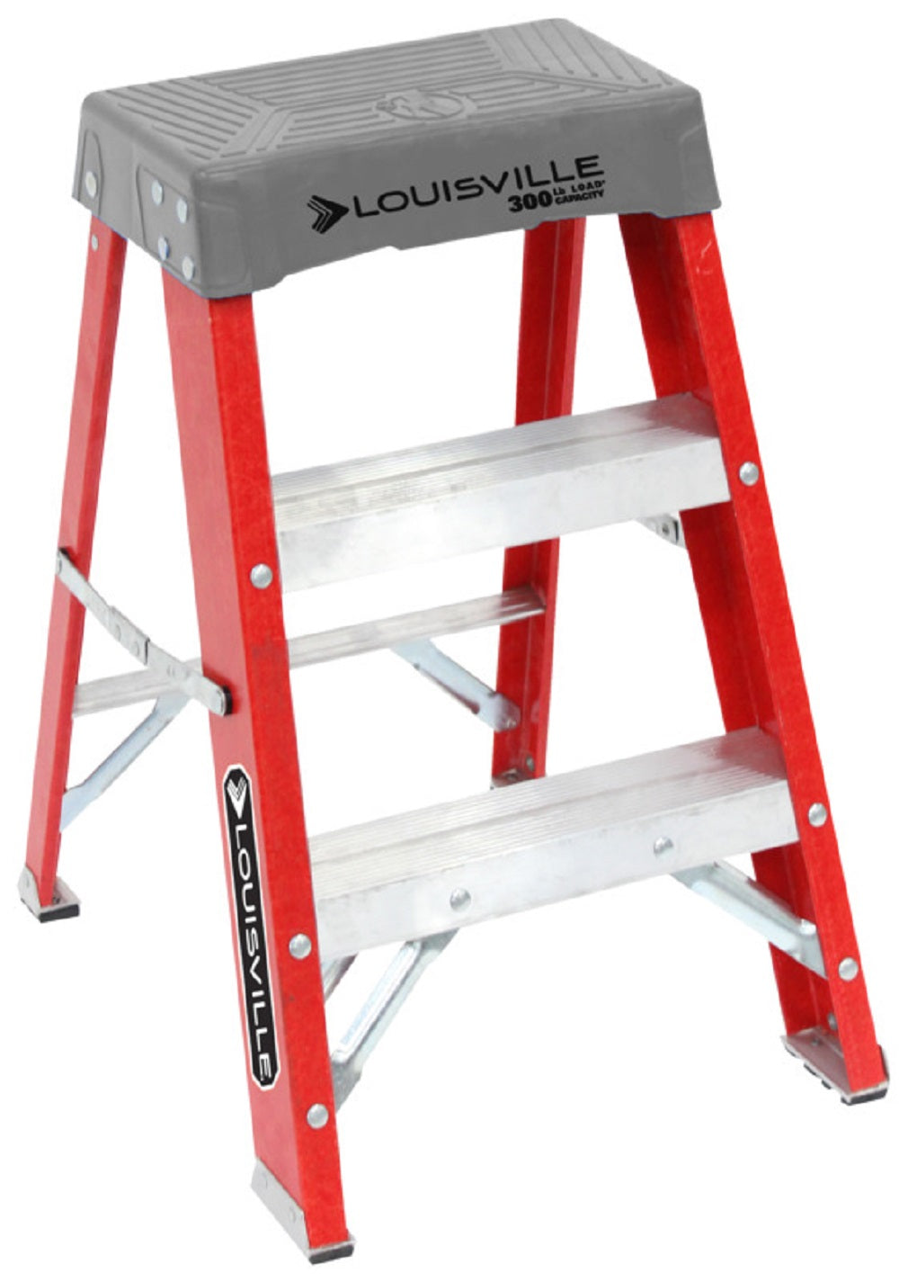 Louisville FS1502 2-Step Stool, Fiberglass, Orange/Silver