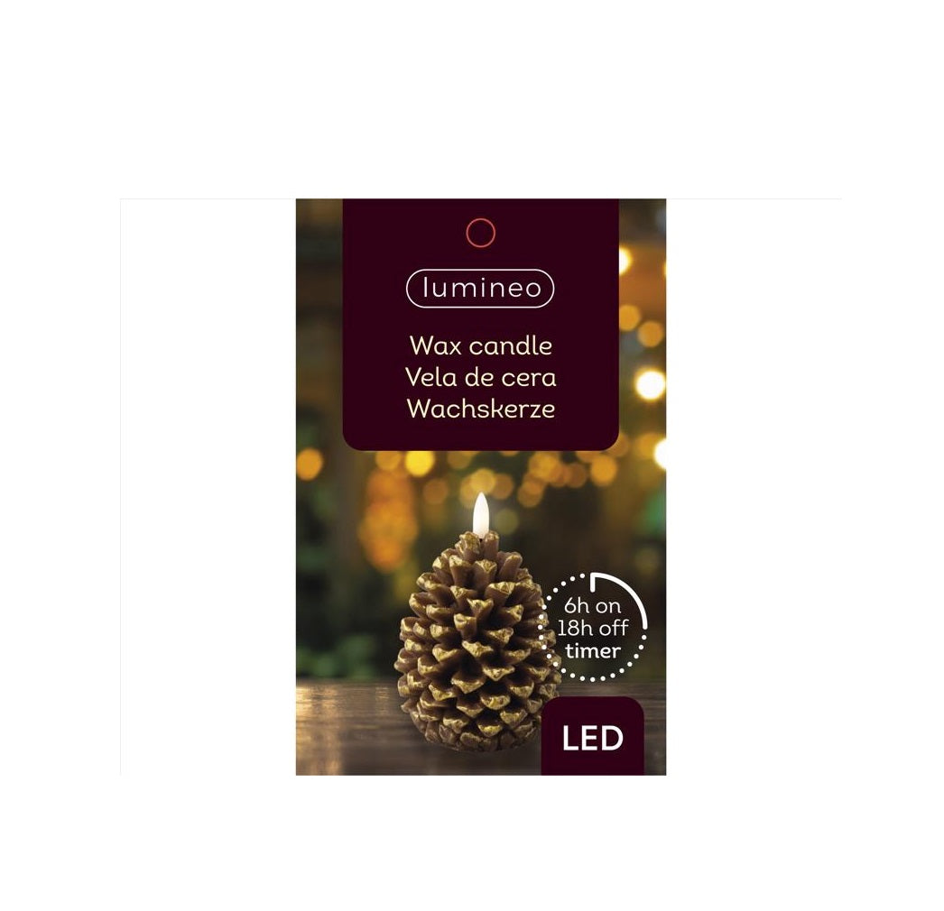 Lumineo 486899 LED Pinecone Candle, Wax