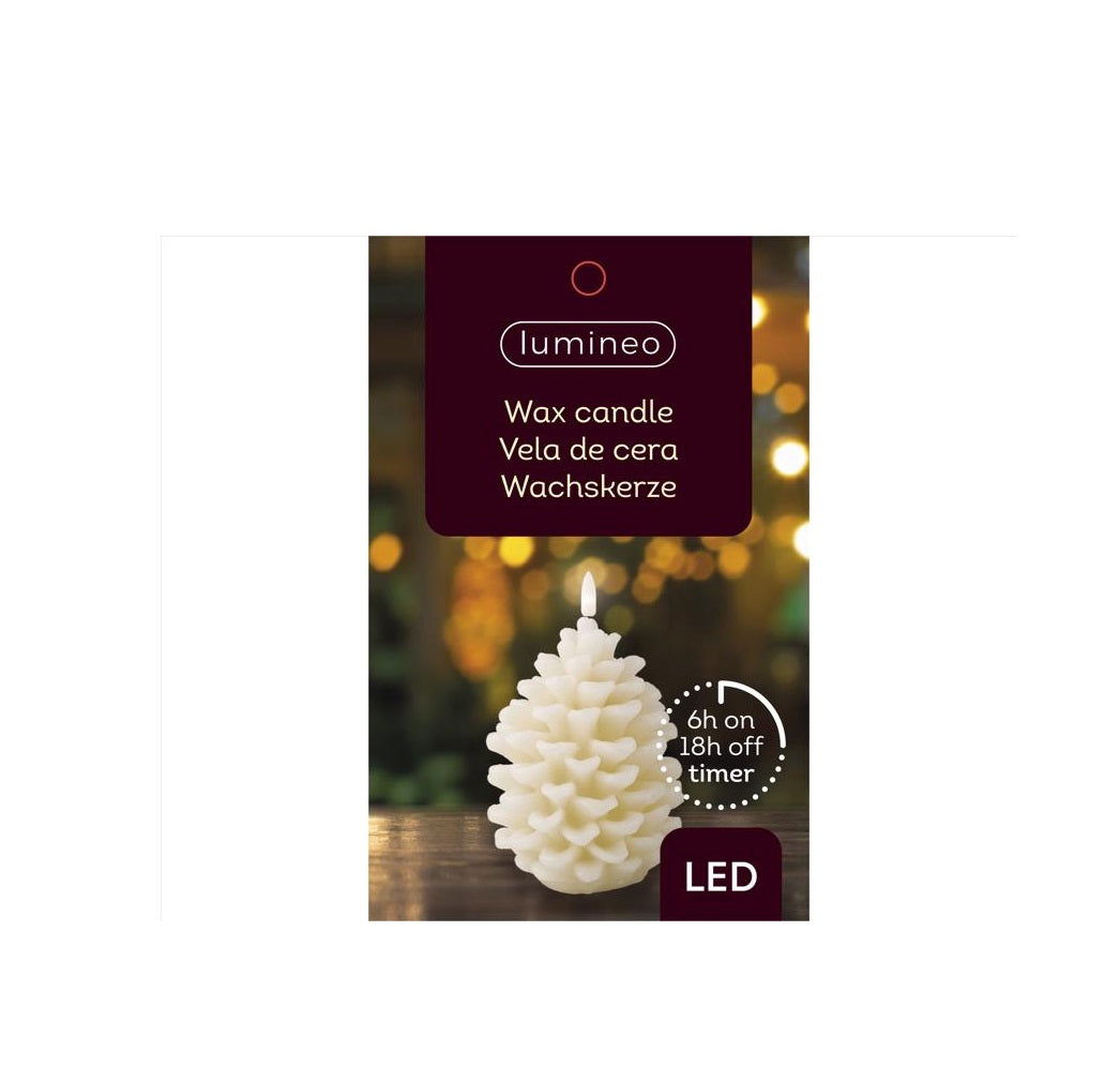 Lumineo 486903 Pinecone Candle, Wax