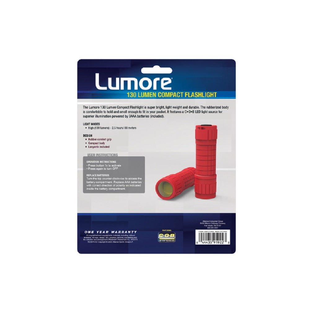 Lumore LUM-FLT-0003 LED COB Flashlight, Red