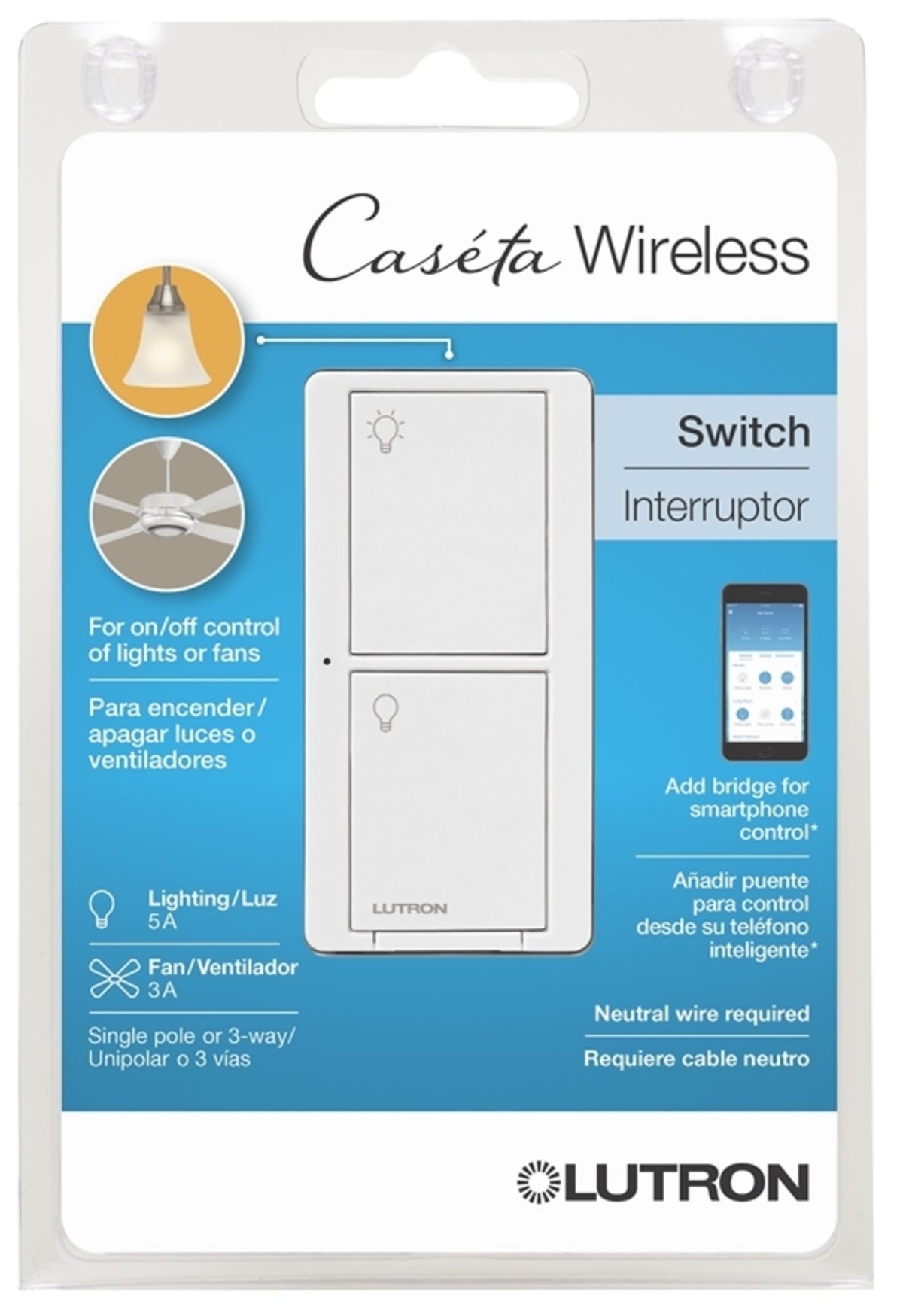 Lutron PD-5ANS-WH-R Caseta Wireless Smart Lighting Switch