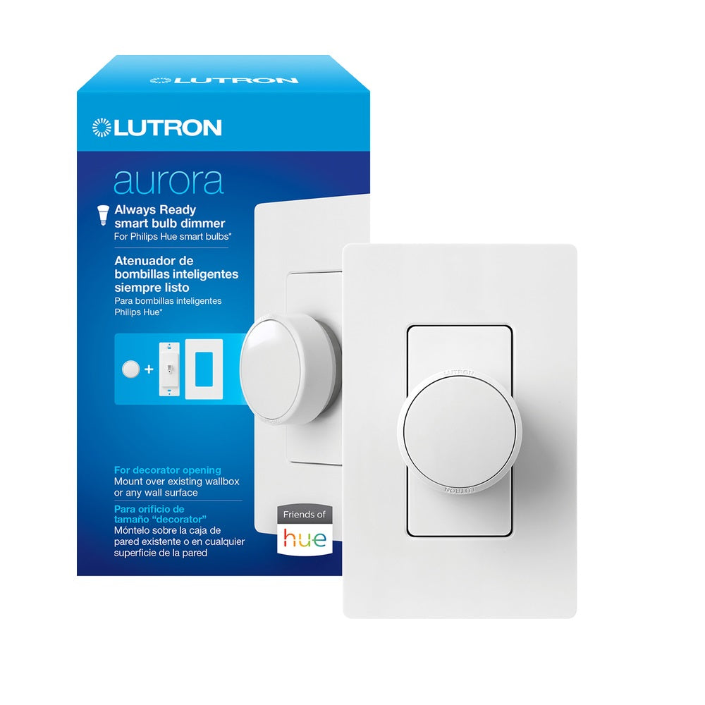 Lutron Z3-1BRL-PKGD-WH Aurora Smart Dimmer/Paddle Switch, White