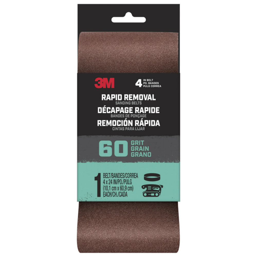 3M Belt4x241pk60 Rapid Removal Sanding Belt, 60 Grit, 24 in. L x 4 in