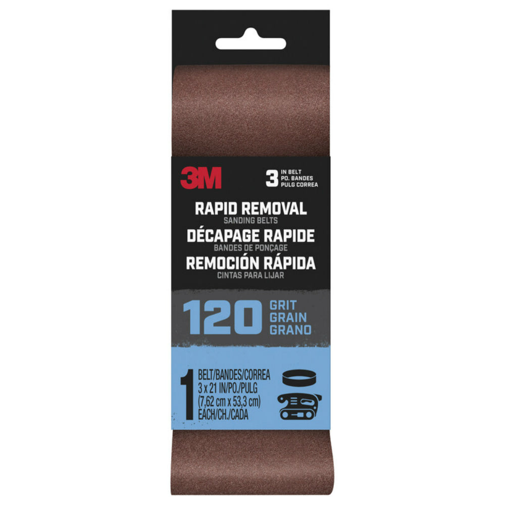 3M Belt3x211pk120 Rapid Removal Sanding Belt, 120 Grit, 21 in. L x 3 in