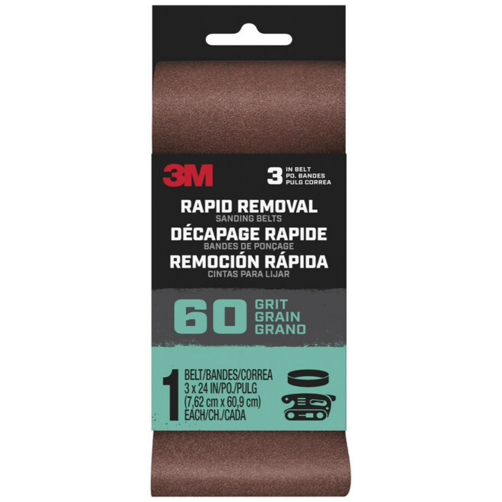 3M Belt3x241pk60 Rapid Removal Sanding Belt, 60 Grit, 24 in. L x 3 in