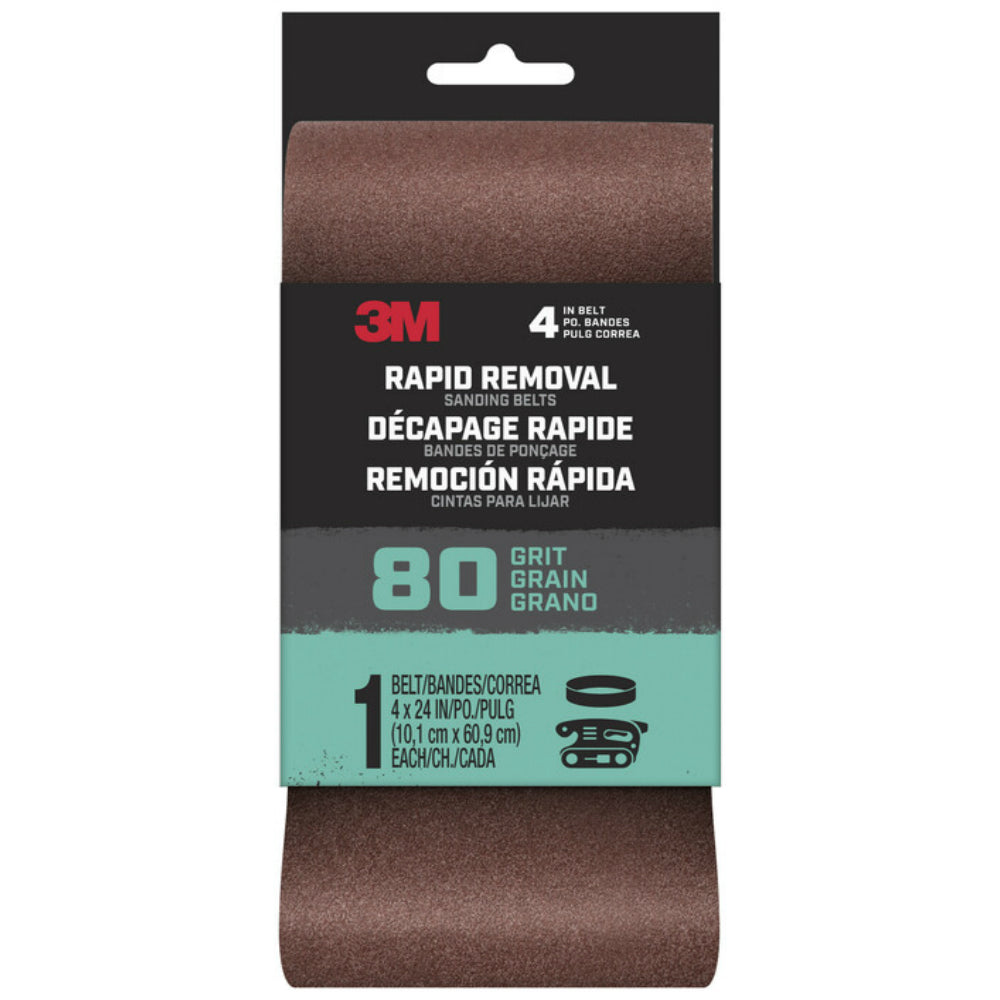 3M Belt4x241pk80 Rapid Removal Sanding Belt, 80 Grit, 24 in. L x 4 in