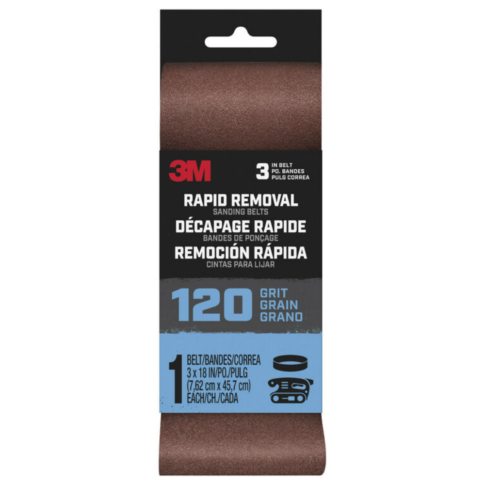 3M Belt3x181pk120 Rapid Removal Sanding Belt, 120 Grit, 18 in. L x 3 in