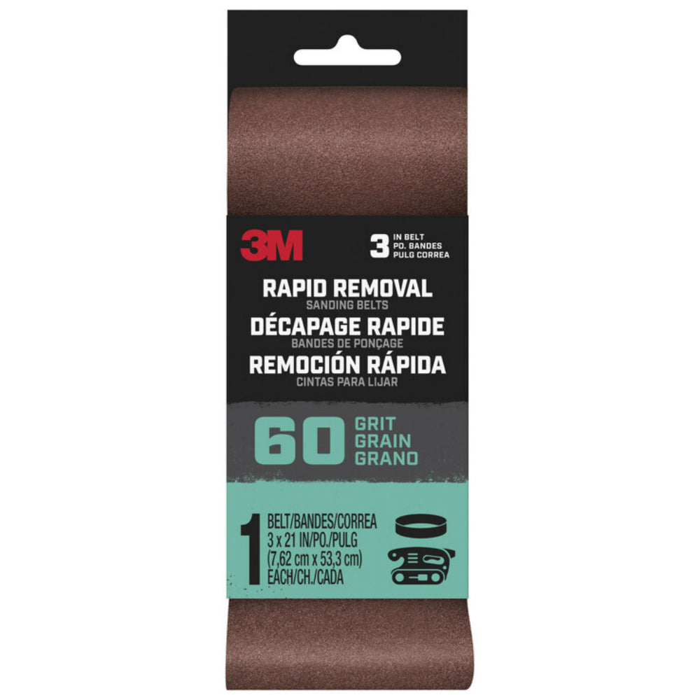 3M Belt3x211pk60 Rapid Removal Sanding Belt, 60 Grit, 21 in. L x 3 in