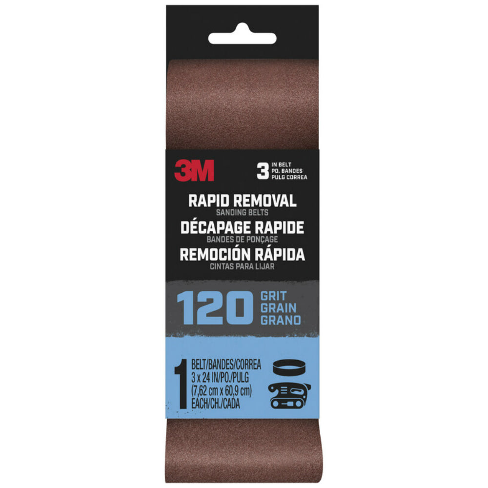 3M Belt3x241pk120 Rapid Removal Sanding Belt, 120 Grit, 24 in. L x 3 in