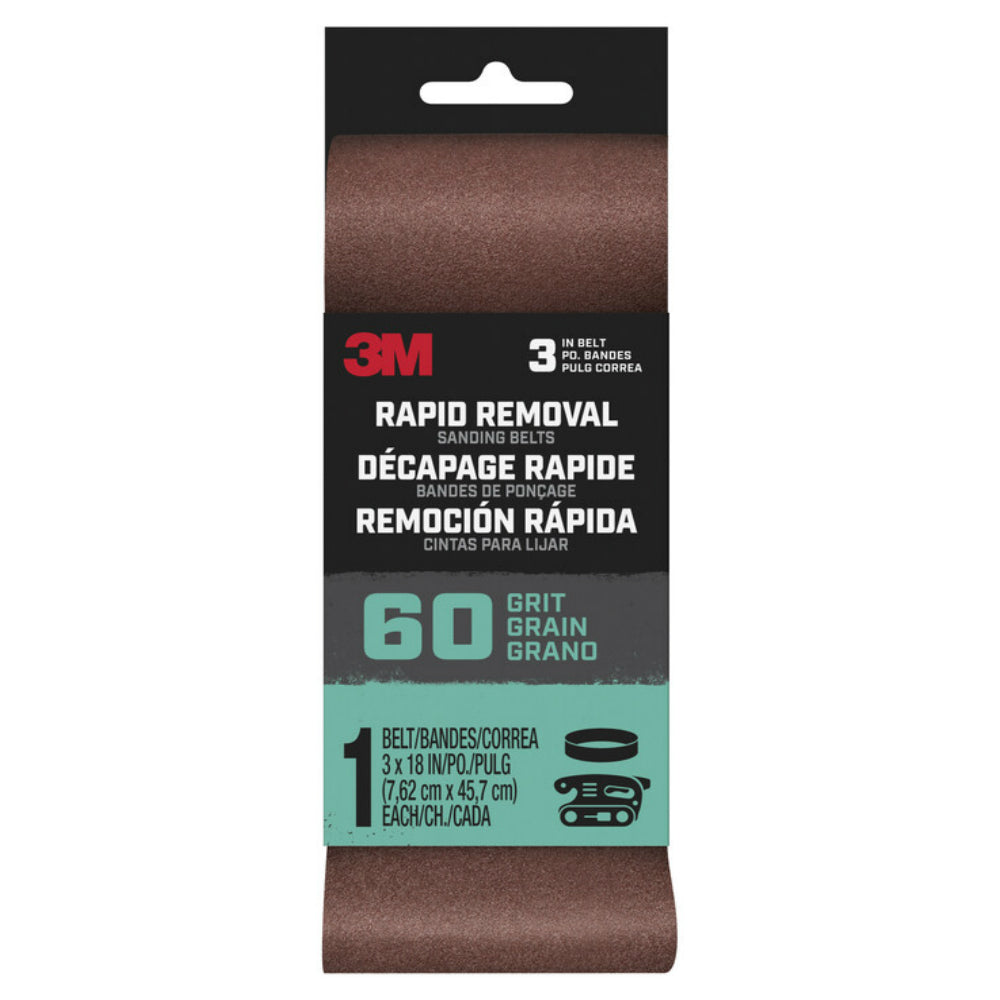 3M Belt3x181pk60 Rapid Removal Sanding Belt, 60 Grit, 18 in. L x 3 in