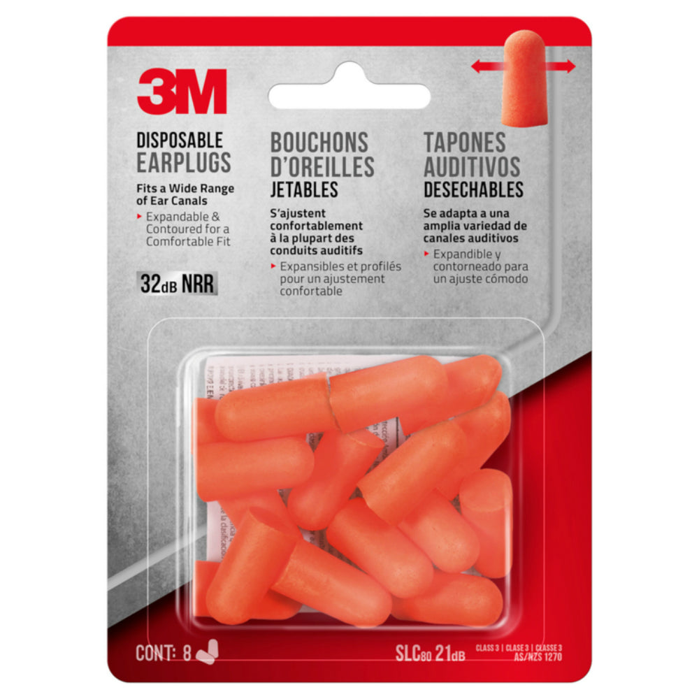 3M 92077H8-DC Disposable Ear Plugs, Orange