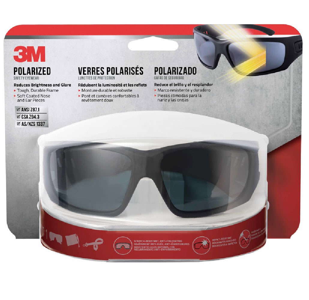 3M 90214-HZ4-NA Anti-Fog Polarized Impact-Resistant Safety Glasses, Black