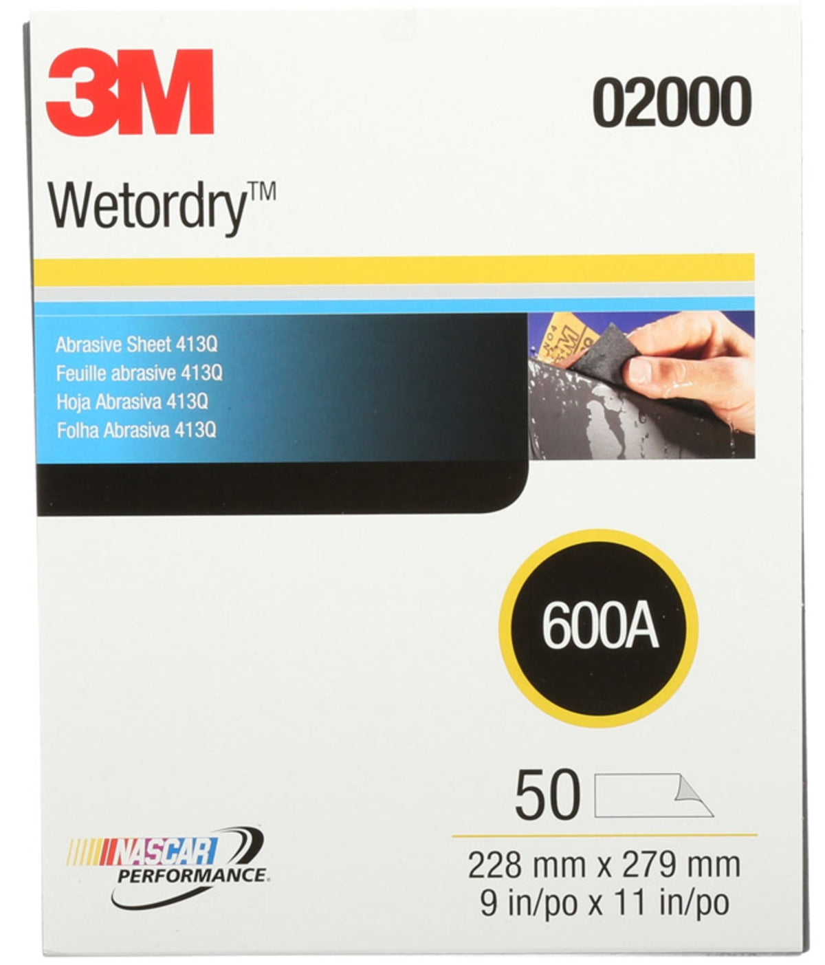 3M 02000 Wetordry Sanding Sheets, 11" x 9", 600 Grit