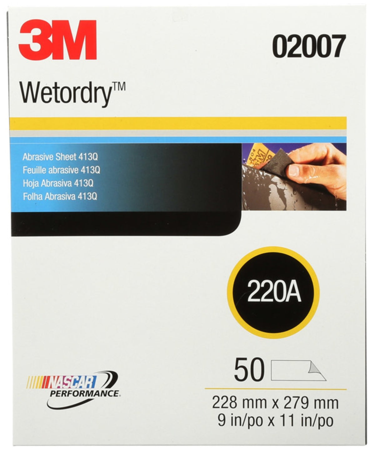 3M 02007 Wetordry Sanding Sheets, 11" x 9", 220 Grit