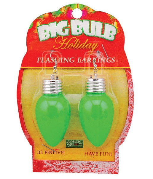 Magic Seasons 702442 Big Bulb Flashing Earrings, Green Or Red