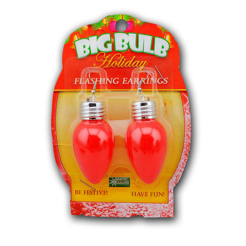 Magic Seasons 702442 Big Bulb Flashing Earrings, Green Or Red