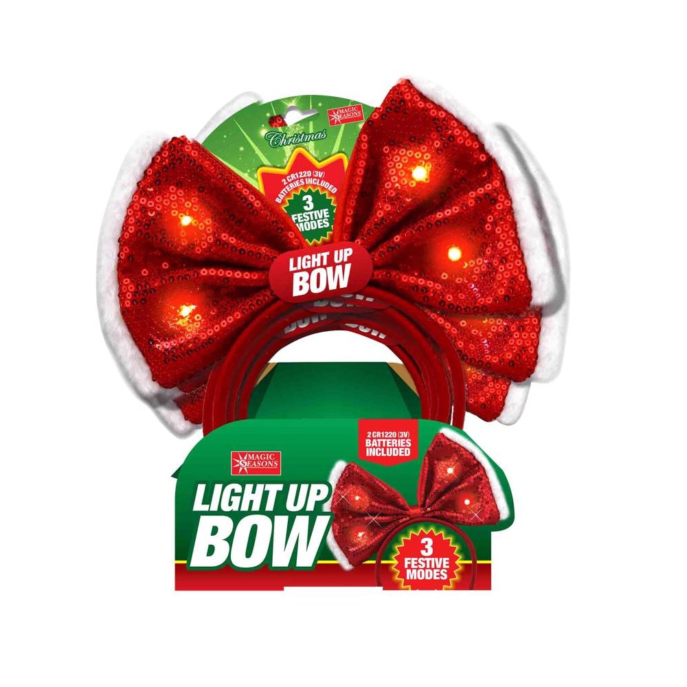 Magic Seasons 702065 Christmas Bow Sequence Headband, Red