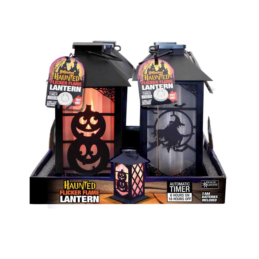 Magic Seasons 702058 Haunted Flicker Flame Halloween Lantern, 8 Inch