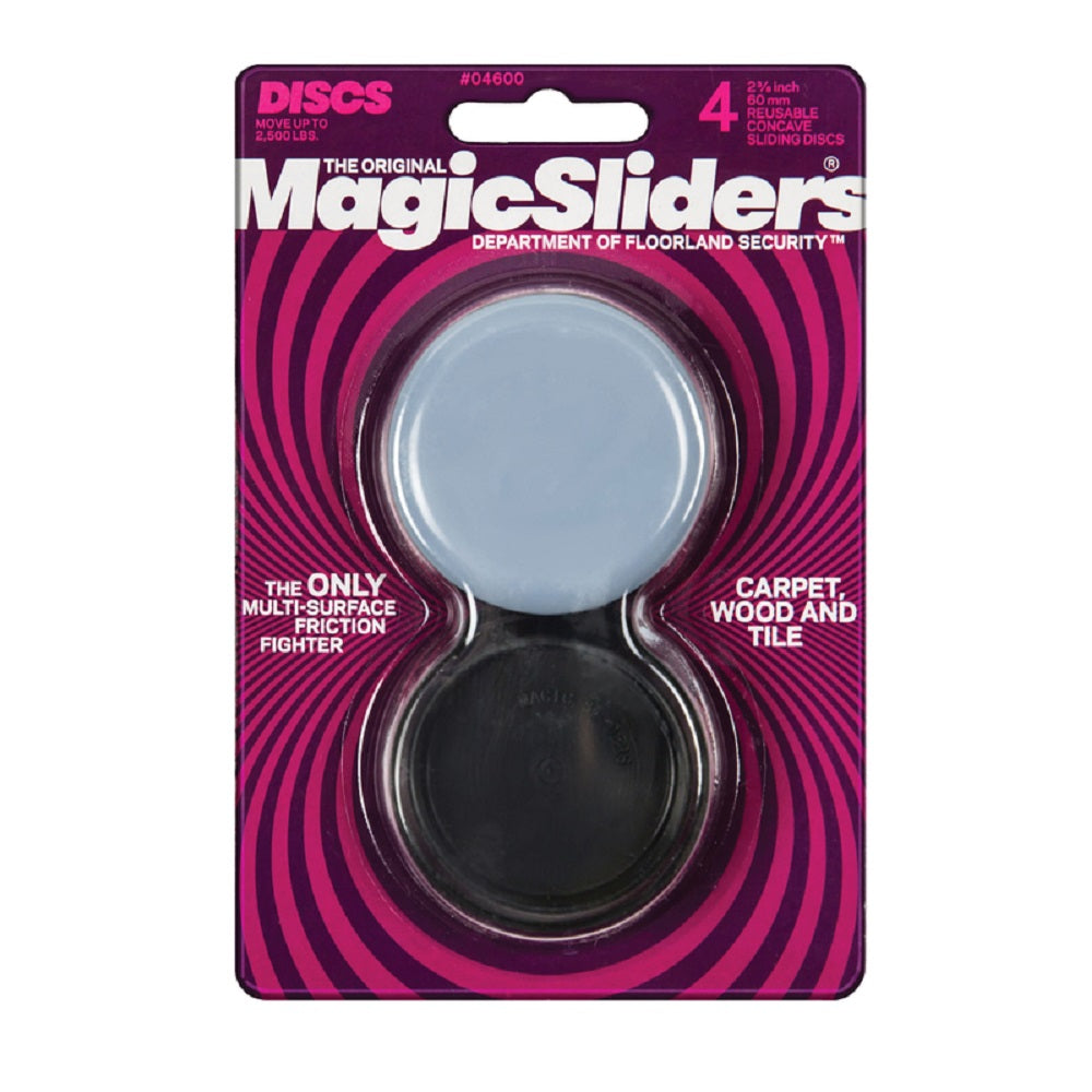 Magic Sliders 04600 Plastic Floor Slide, 2-3/8", Gray, Card of 4